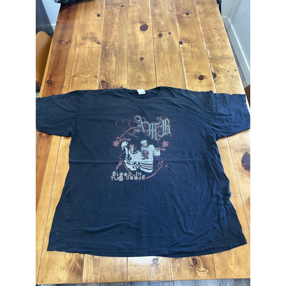 Vintage Anvil AMR Blood In Blood Out T-Shirt Mens 3XL Black Band Tee Y2K